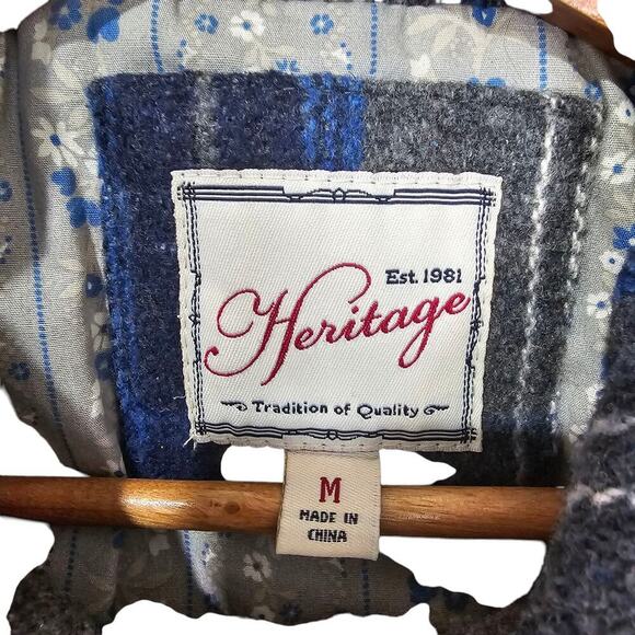 Heritage 1981 Plaid Wool Blend Jacket Gray / Blue Size M - Picture 4 of 5